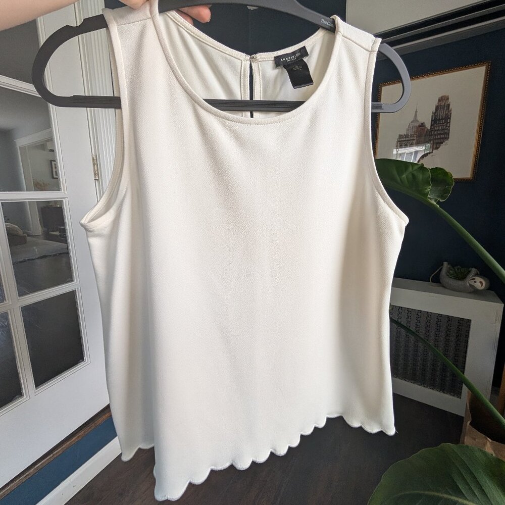 Ann Taylor Factory scalloped edge tank top
